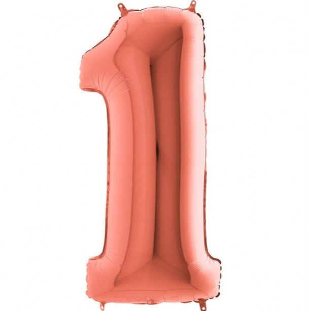 cijfer folieballon 1 een rosé brons verjaardag