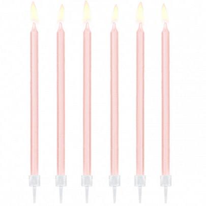 Roze lange kaarsen - 12 stuks