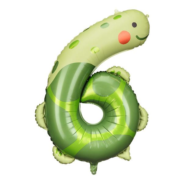 cijferballon schildpad 6 cijfer decoratie feest verjaardag jungle safari dieren