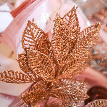 Glitter takjes warm rosé goud - 6 stuks (20,5cm)