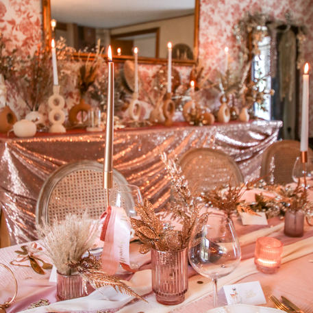 Glitter takjes warm rosé goud - 6 stuks (20,5cm)