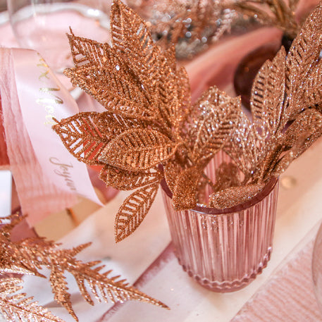 Glitter takjes warm rosé goud - 6 stuks (20,5cm)