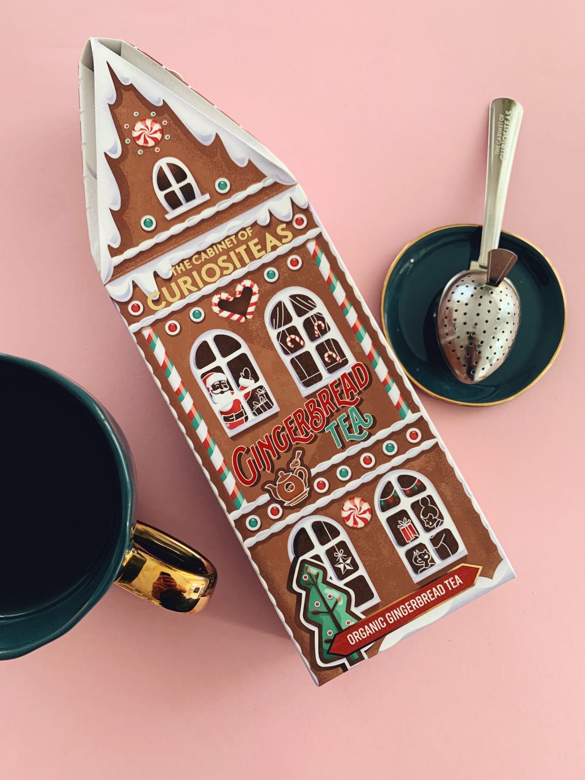 Kersthuisje gingerbread thee - Cadeauset incl. thee infuser