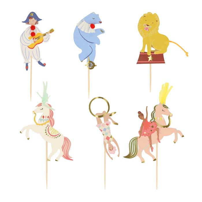 circus cupcake kit bakken taart verjaardag feest deco decoratie dieren acrobaten meri meri