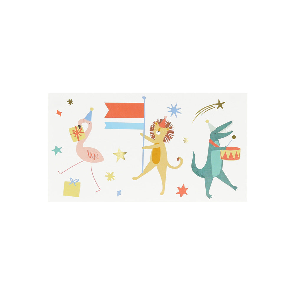 party animals feest deco decoratie verjaardag tattoo dieren feest