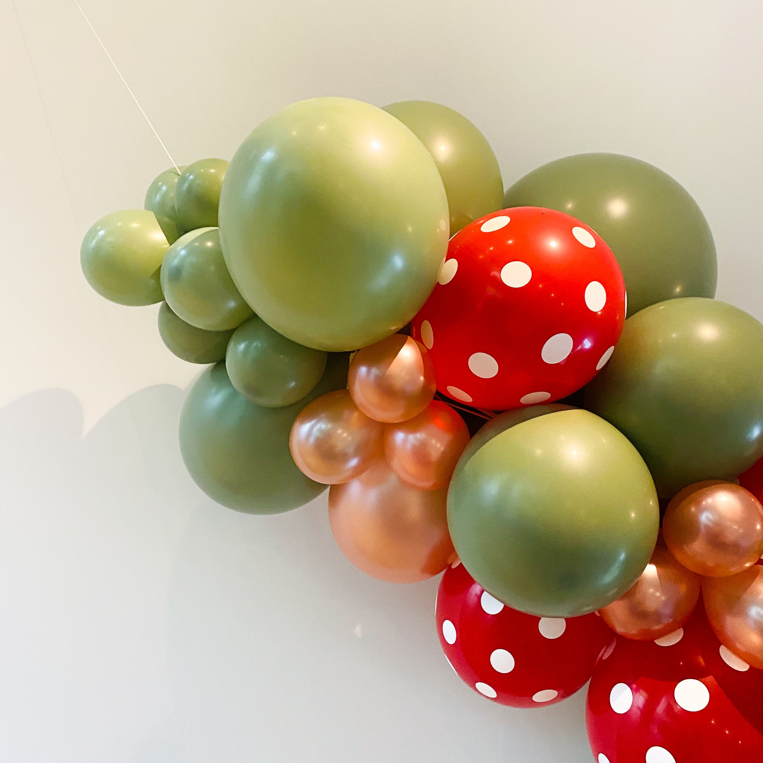 ballonslinger ballonnenboog balloongarland mushroom paddenstoelen aardbeien feest deco party