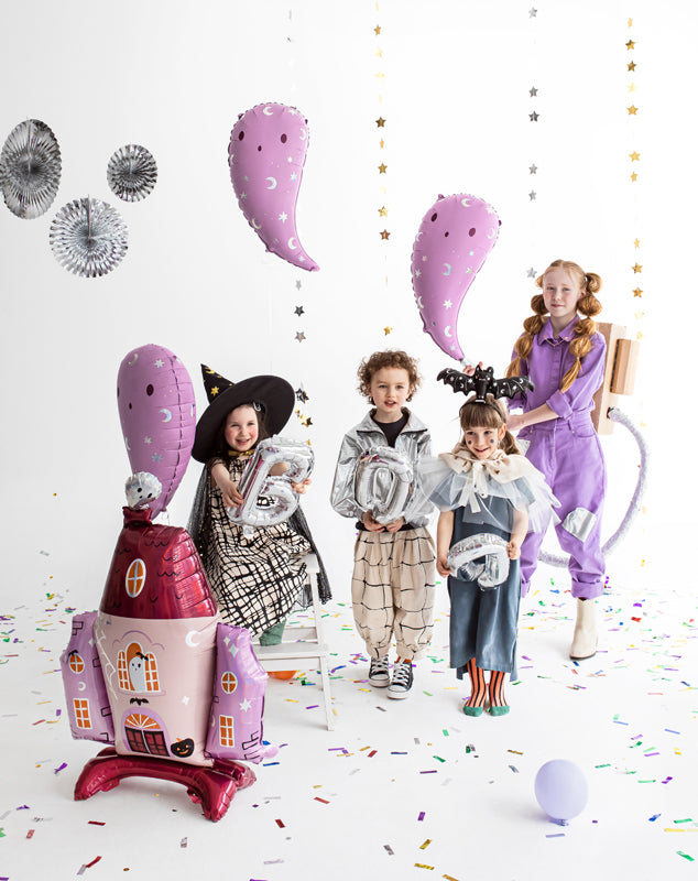 Folieballon spook paars roze halloween deco