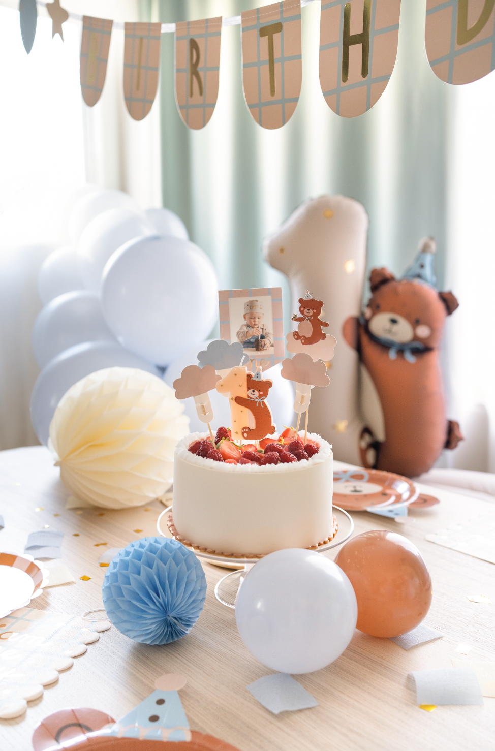 kaars eerste verjaardag beer feest deco decoratie