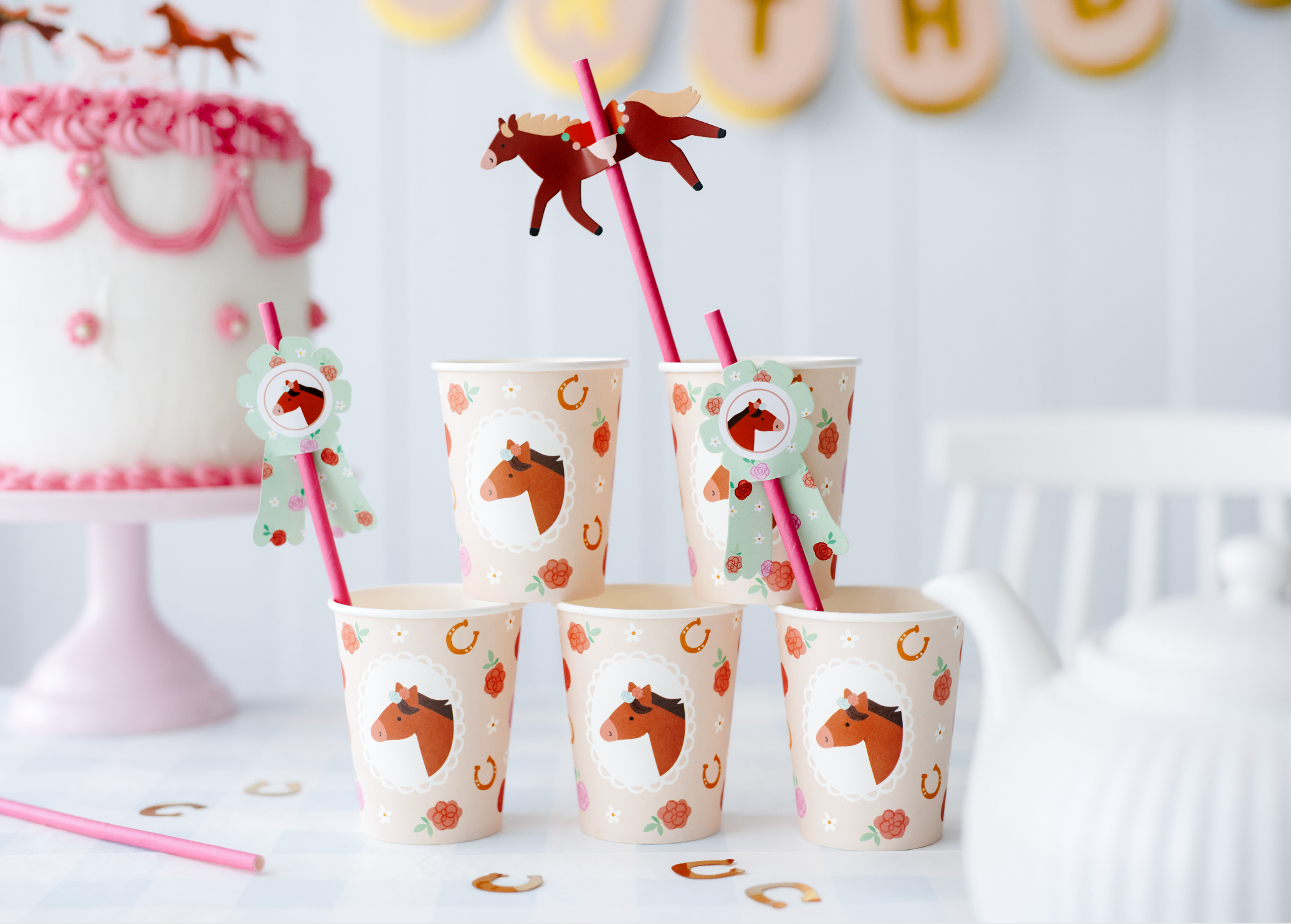 rietjes paarden feest deco decoratie verjaardagsdecoratie dieren boerderij