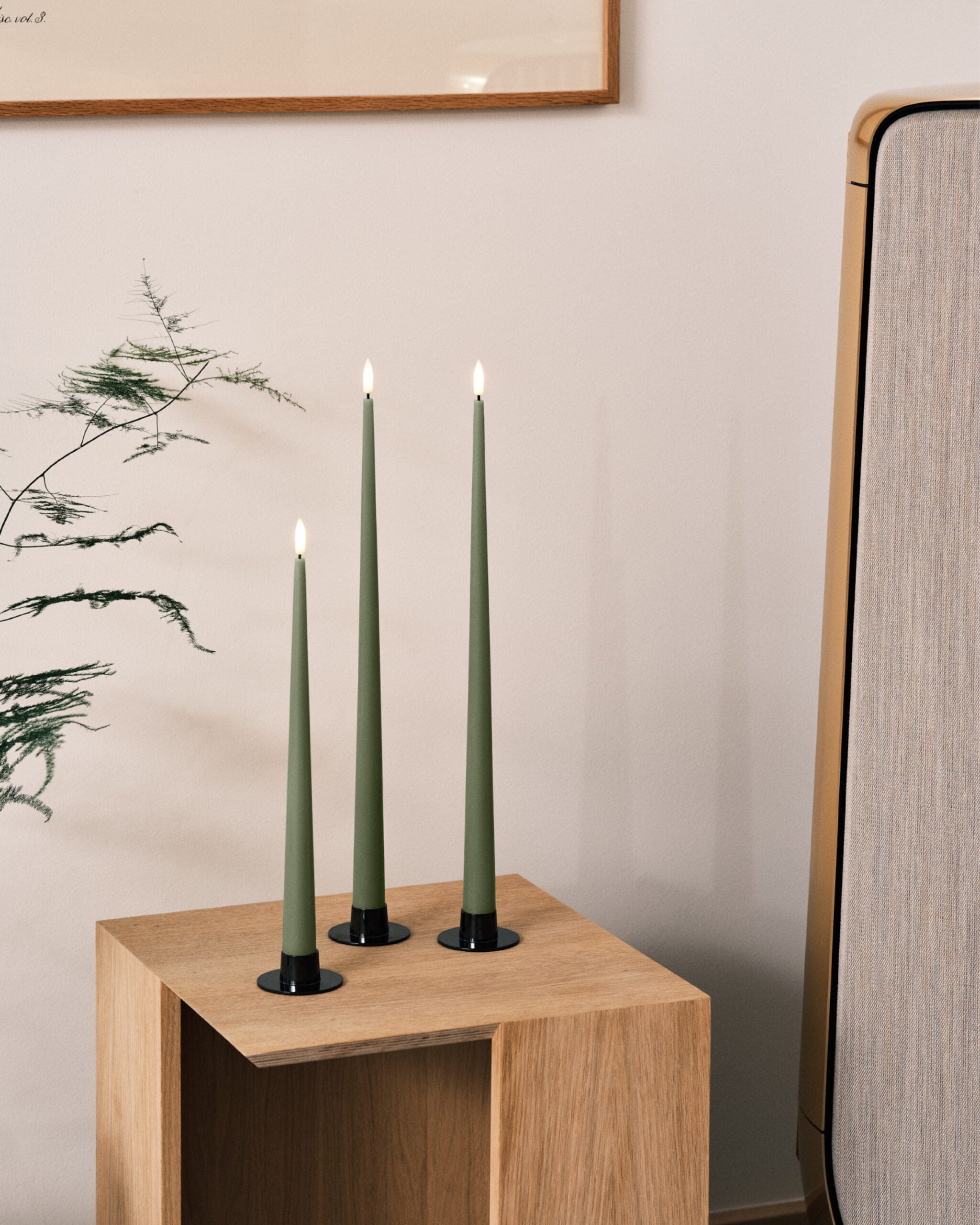 2 LED taper kaarsen 'Green Soil' - 30cm