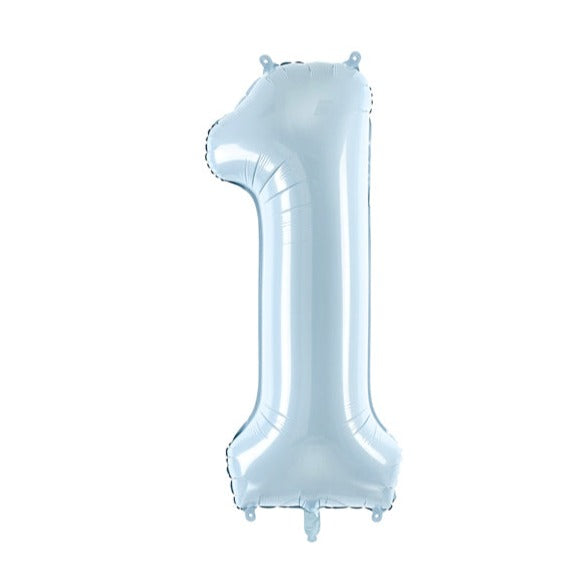 folieballon cijfer nummer feest deco decoratie verjaardag leeftijd zacht blauw