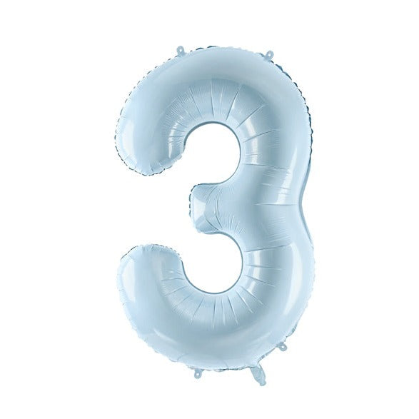 folieballon cijfer nummer feest deco decoratie verjaardag leeftijd zacht blauw