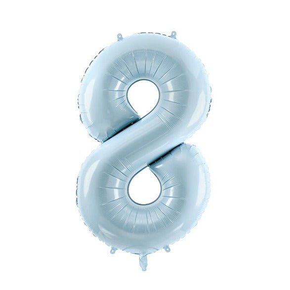 folieballon cijfer nummer feest deco decoratie verjaardag leeftijd zacht blauw