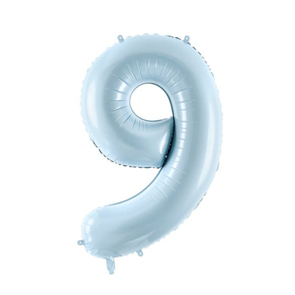 folieballon cijfer nummer feest deco decoratie verjaardag leeftijd zacht blauw