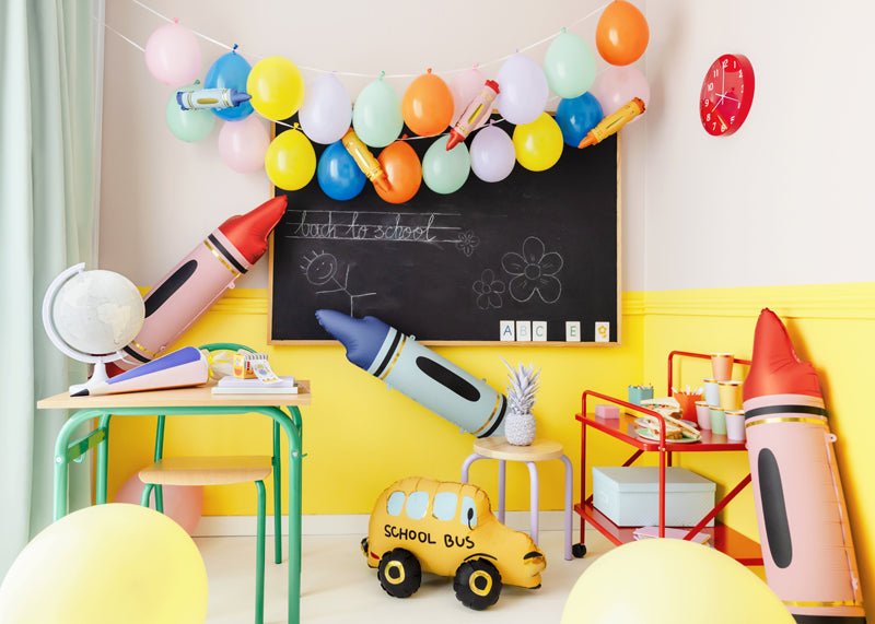 krijtjes bus school ballonnen feest back to school afstuderen feest 