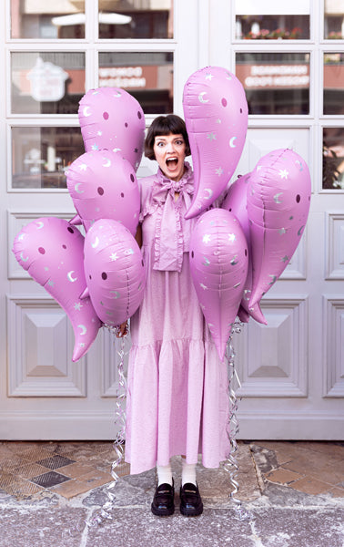 Folieballon spook paars roze halloween deco