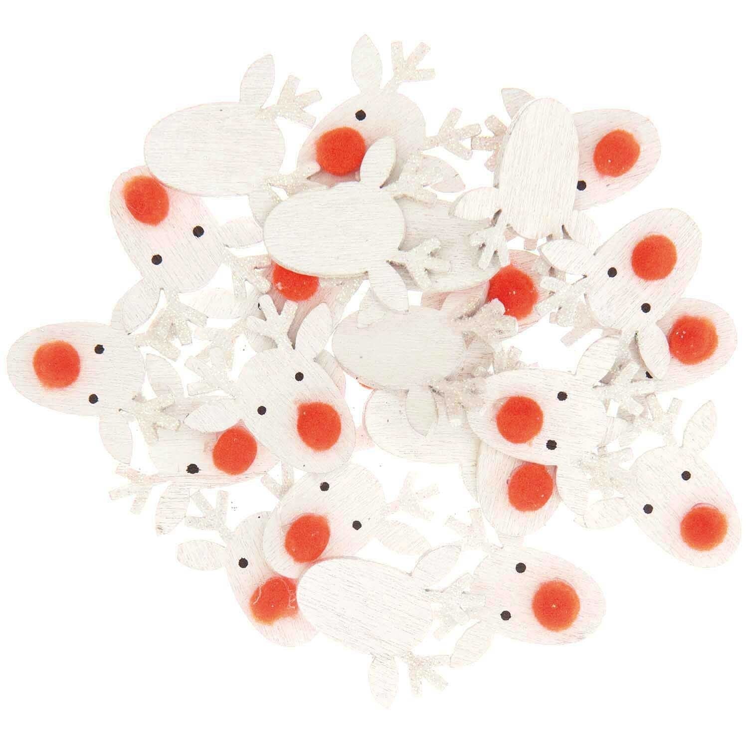 HOUTEN hertjes confetti rode pompon neus feest deco decoratie verjaardag kerst kerstmis 2