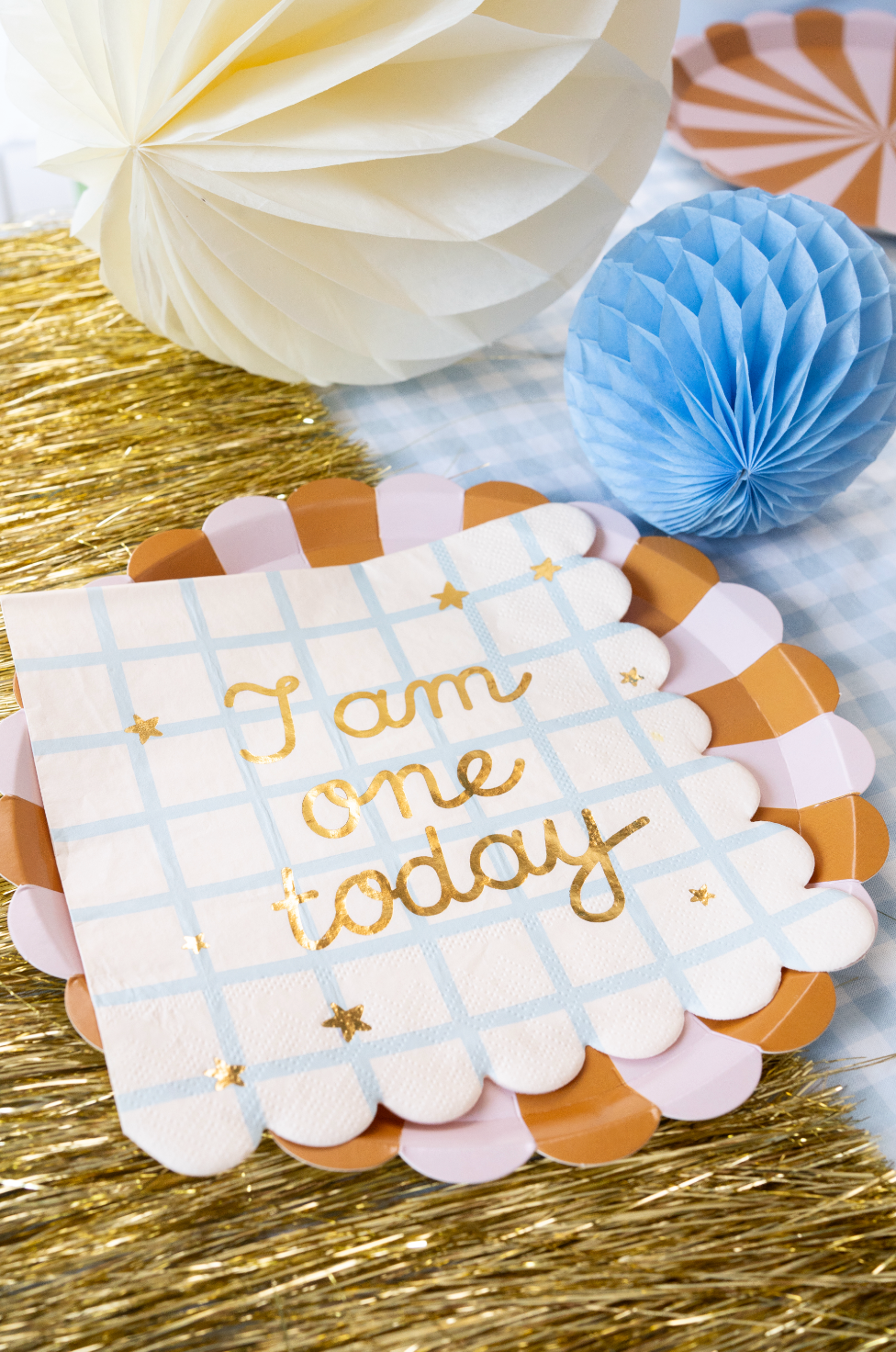I am one today servetten feest deco decoratie eerste verjaardag