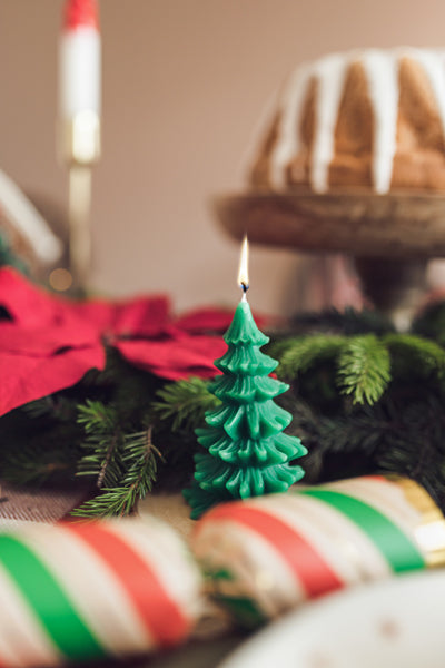 Kerstboom kaars groen - 10cm