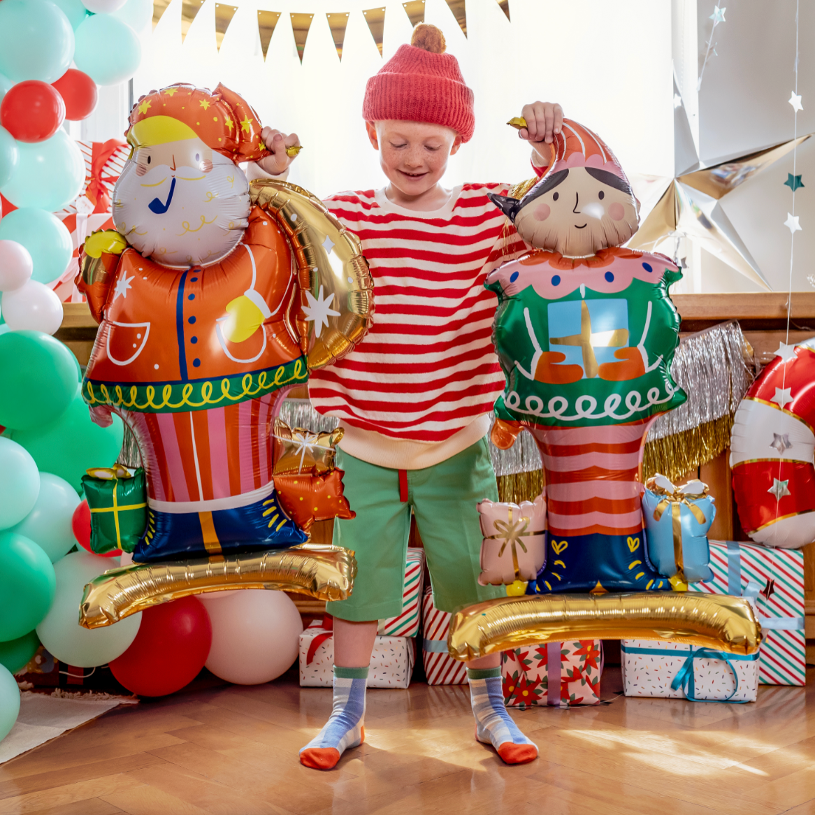 XXL folieballonnen Kerstman en Kerstelf