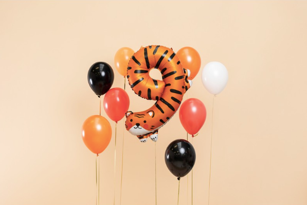 Cijfer ballon 9 jaar tijger jungle safari dieren