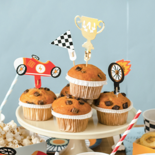cupcake toppers auto race auto feest deco cake cupcakes taart