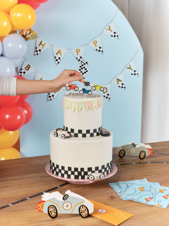 race auto kaarsen kaarsjes taart deco cupcakes verjaardag