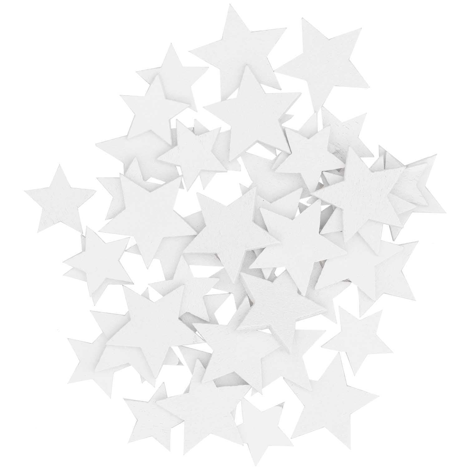 Witte houten confetti sterren