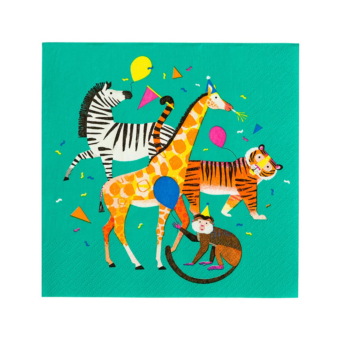 party animals servetten dieren feest decoratie verjaardag tafel deco decoratie giraf tijger aap zebra