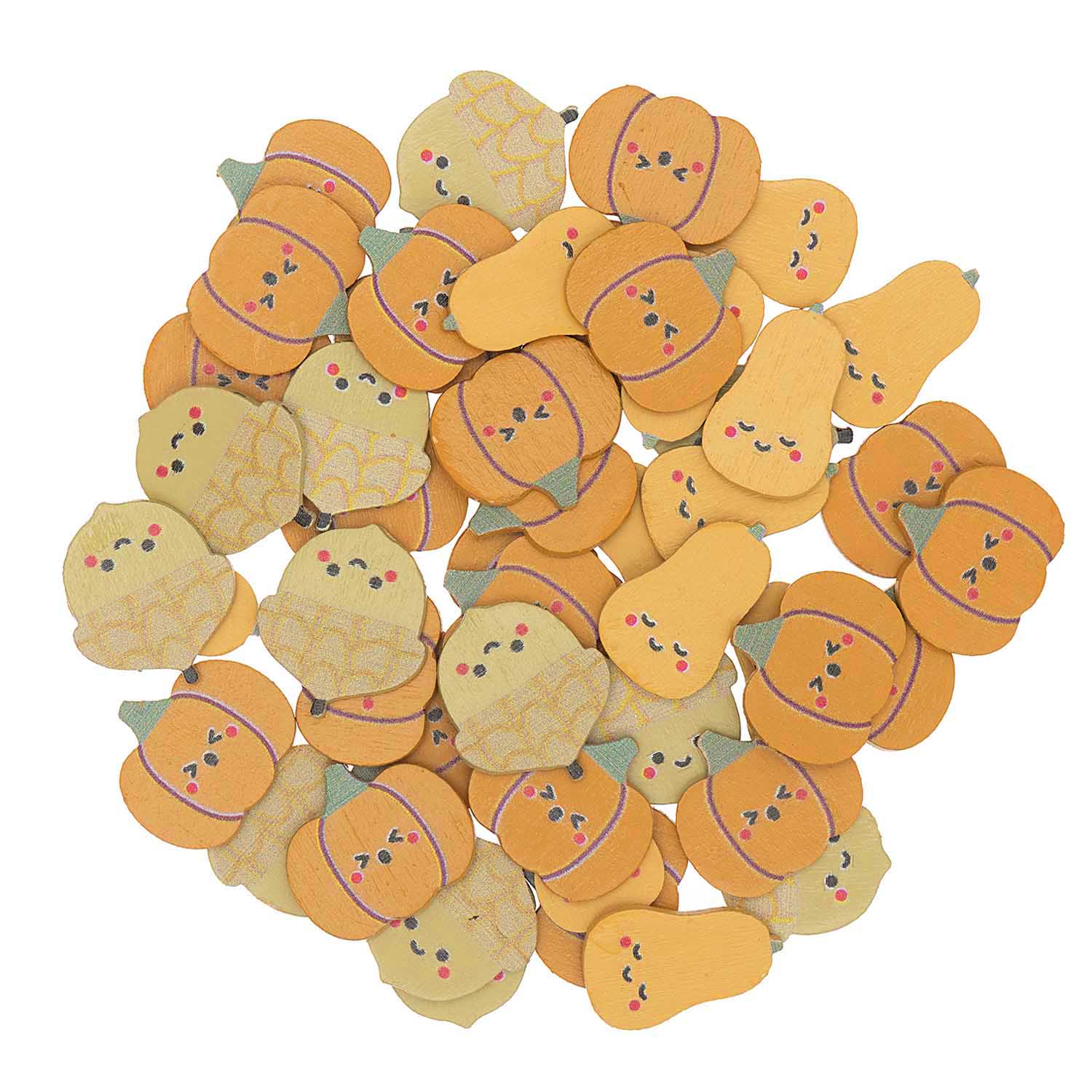 Houten confetti kleur pompoenen en eikels