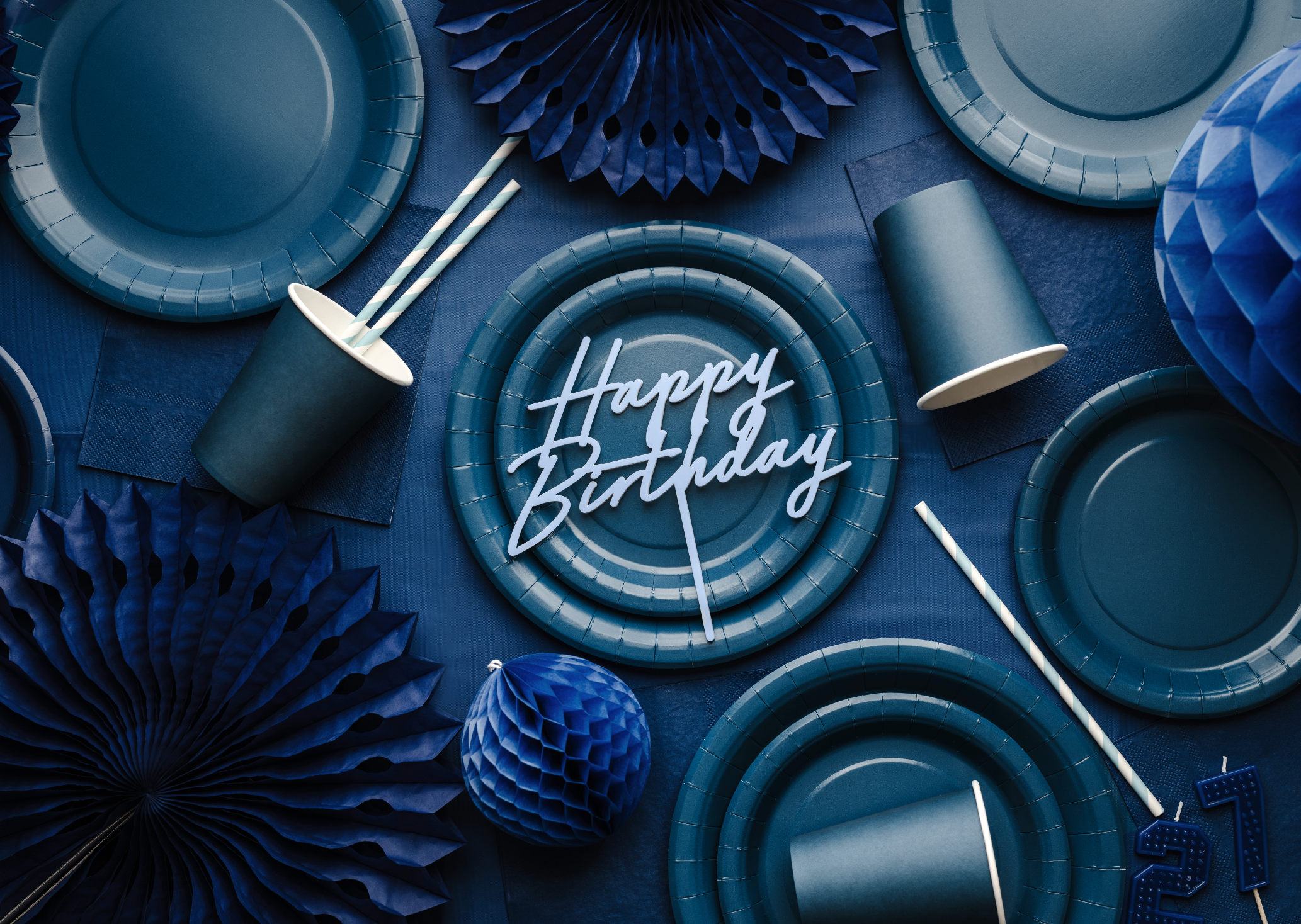 donker blauw borden feest verjaardag deco decoratie
