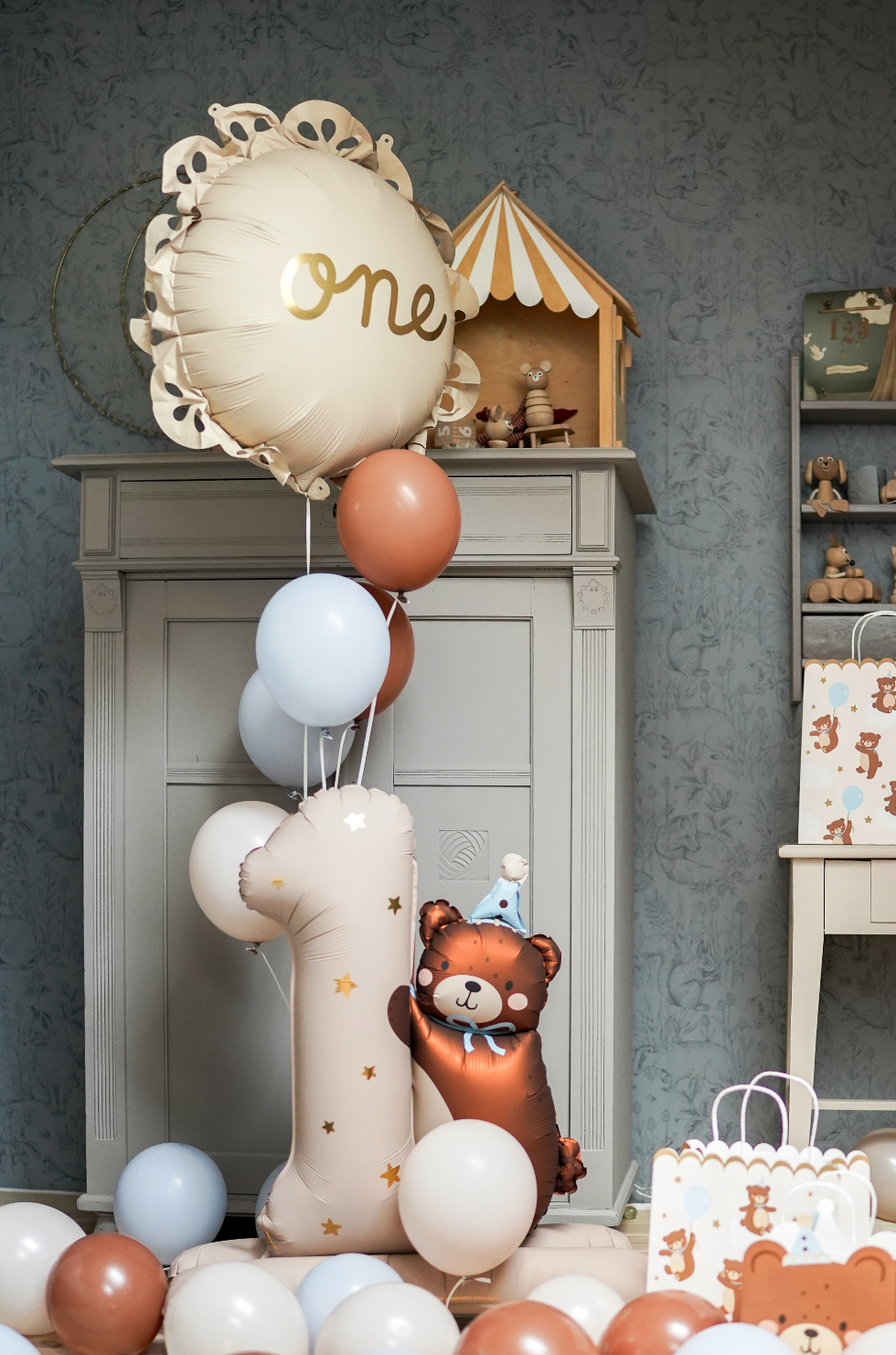 folieballon cijfer 1 beer eerste verjaardag deco decoratie feest