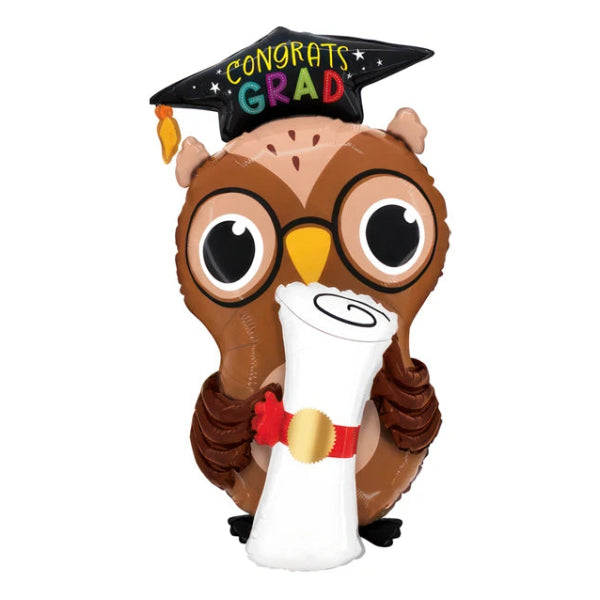 folieballon geslaagd afstuderen feestversiering deco decoratie school uil diploma