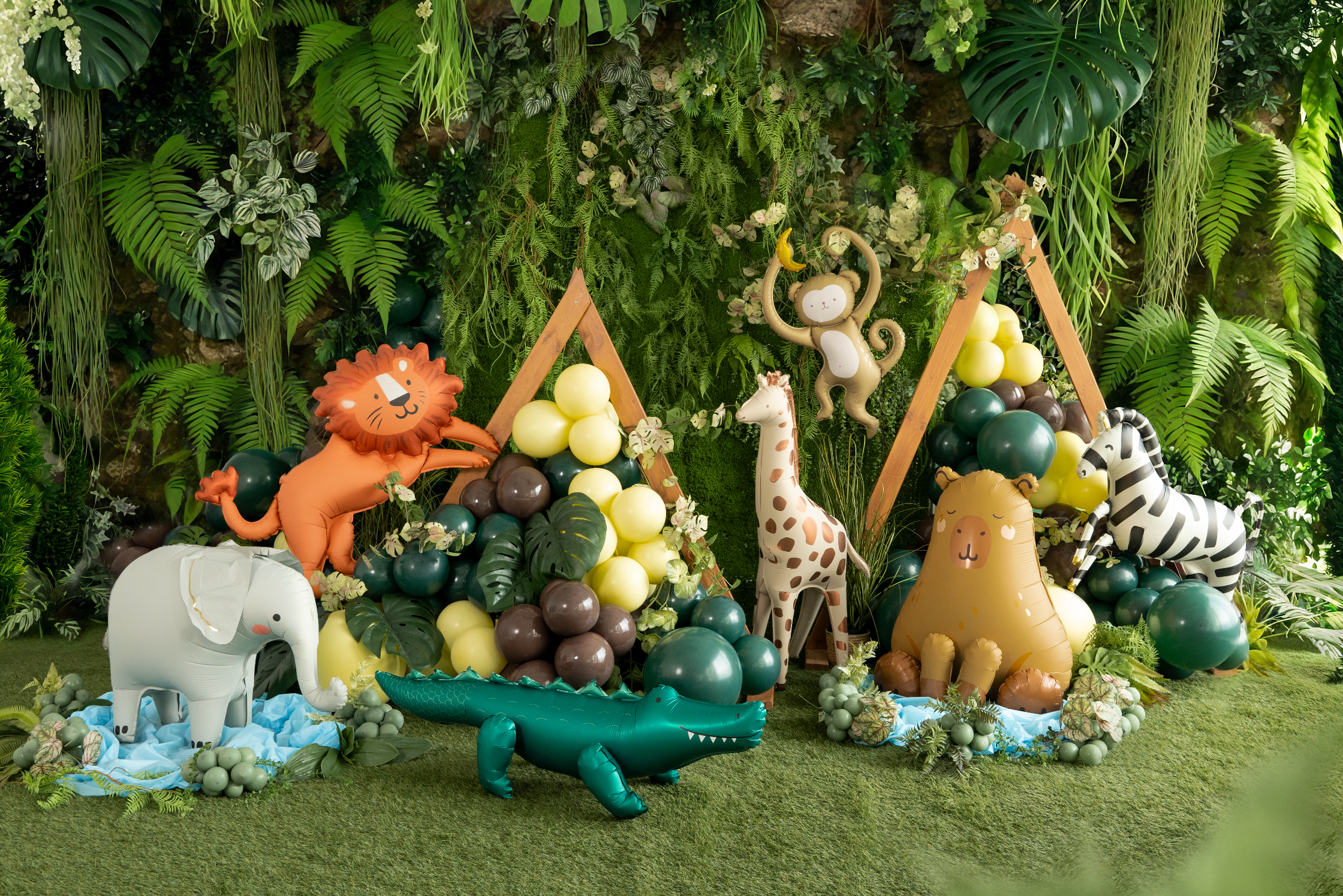folieballon olifant safari dieren grijs goud roze zwart feestversiering verjaardag deco decoratie ballon
