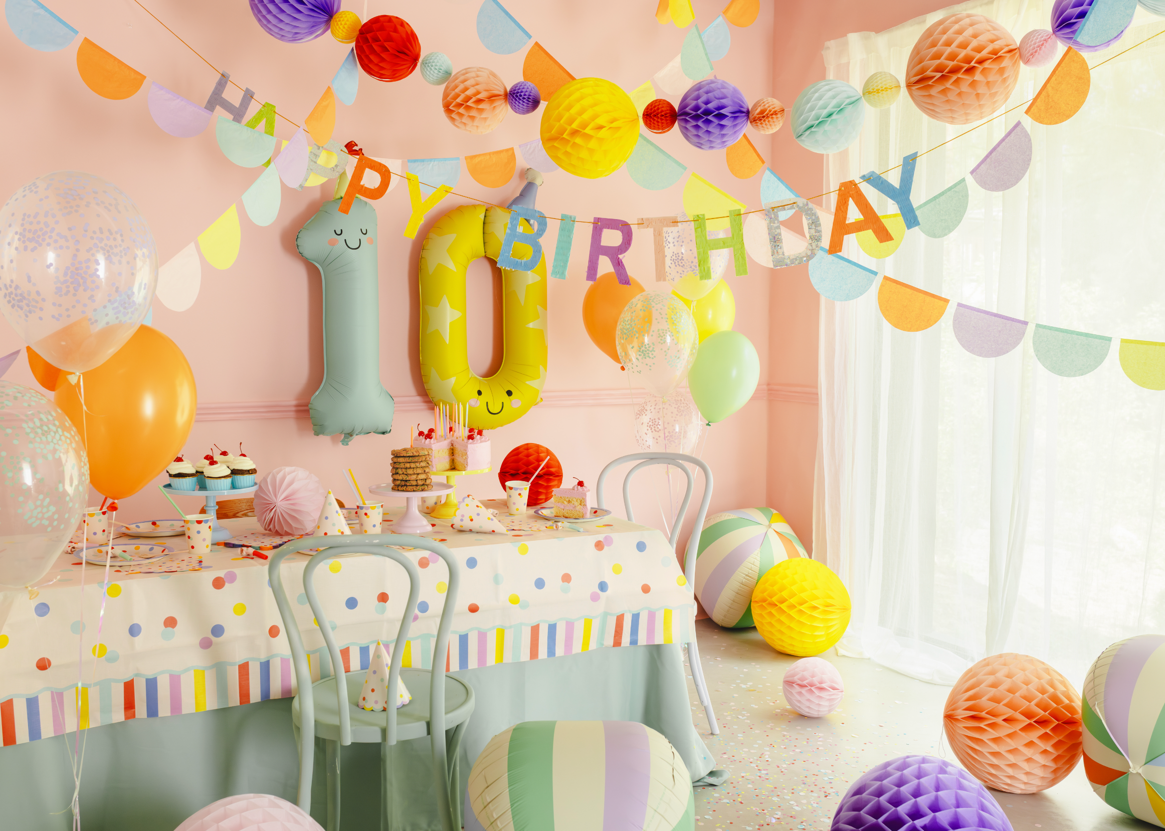 folieballon strandbal strad feest poolparty zomer feest pastel strepen deco decoratie verjaardag