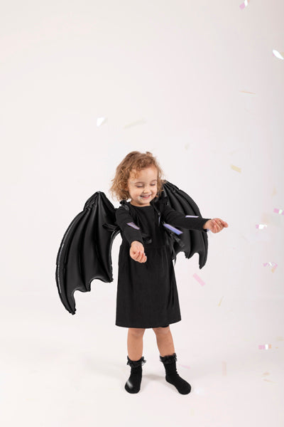 folieballon zwart met zilveren sterren vleermuis halloween feest deco