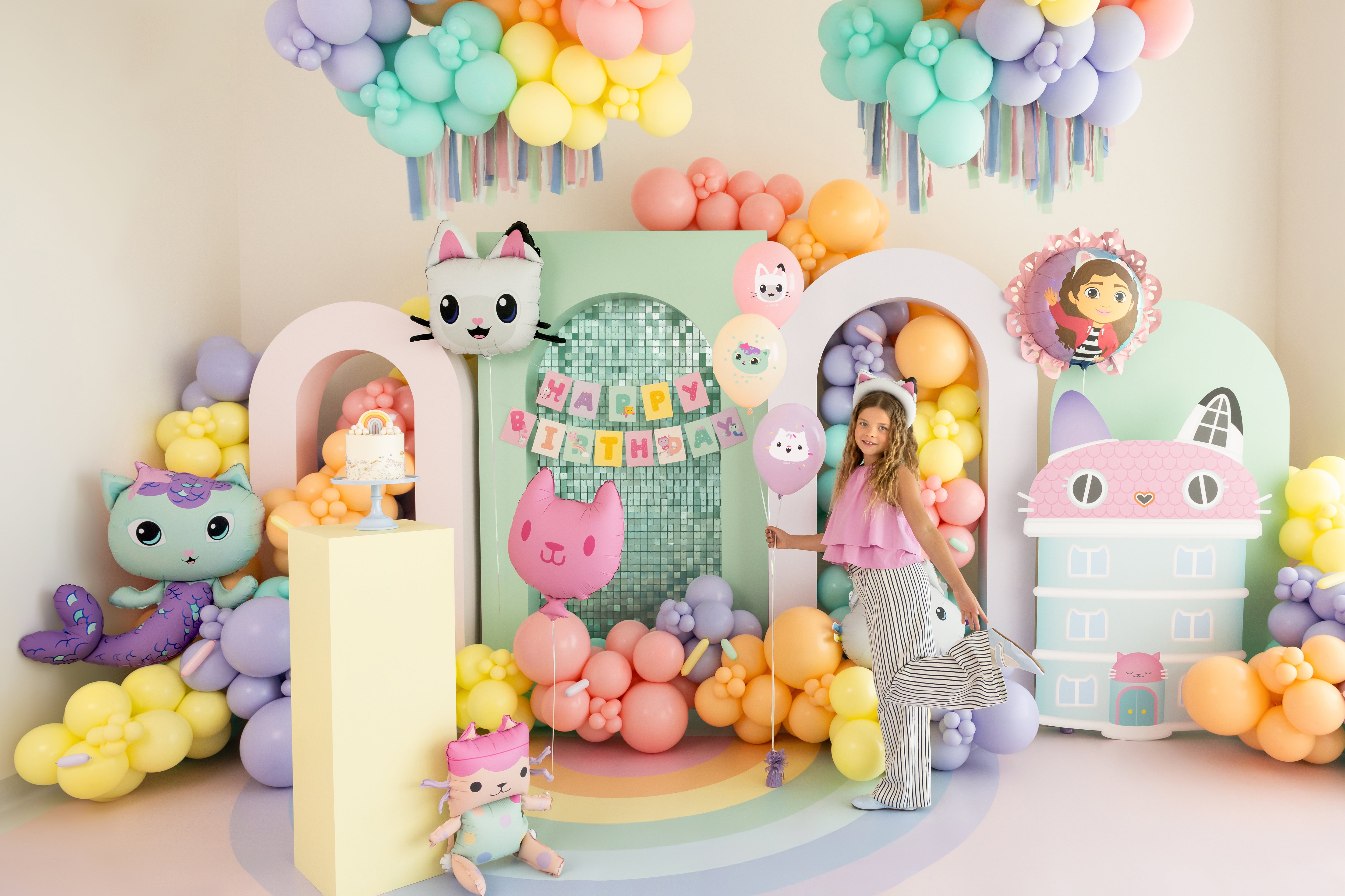 pandy paws gabby's dollhouse ballon feest gabby's poppenhuist deco decoratie verjaardag