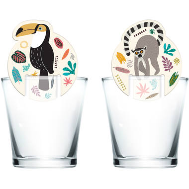 Drinkglas herkenner Safari / Zoo / Dieren - 6 stuks
