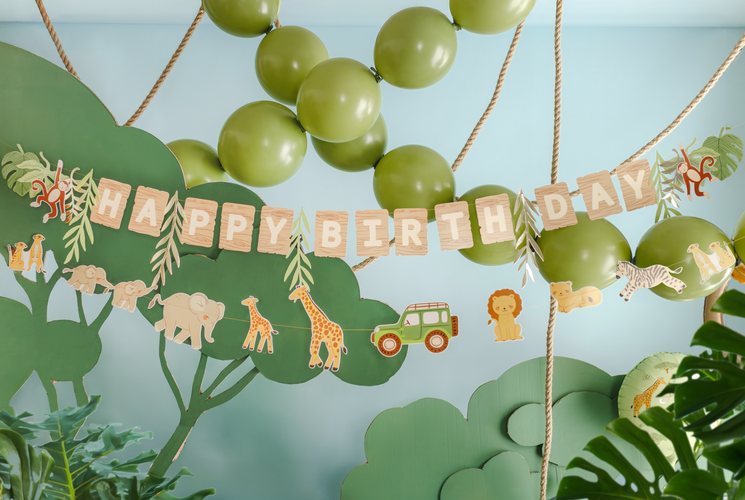happy birthday safari slinger dieren jeep feest deco decoratie verjaardag