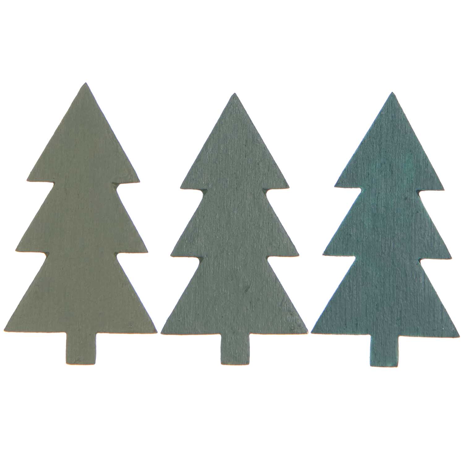 Houten kerstbomen confetti in 3 verschillende tinten groen - 36 stuks