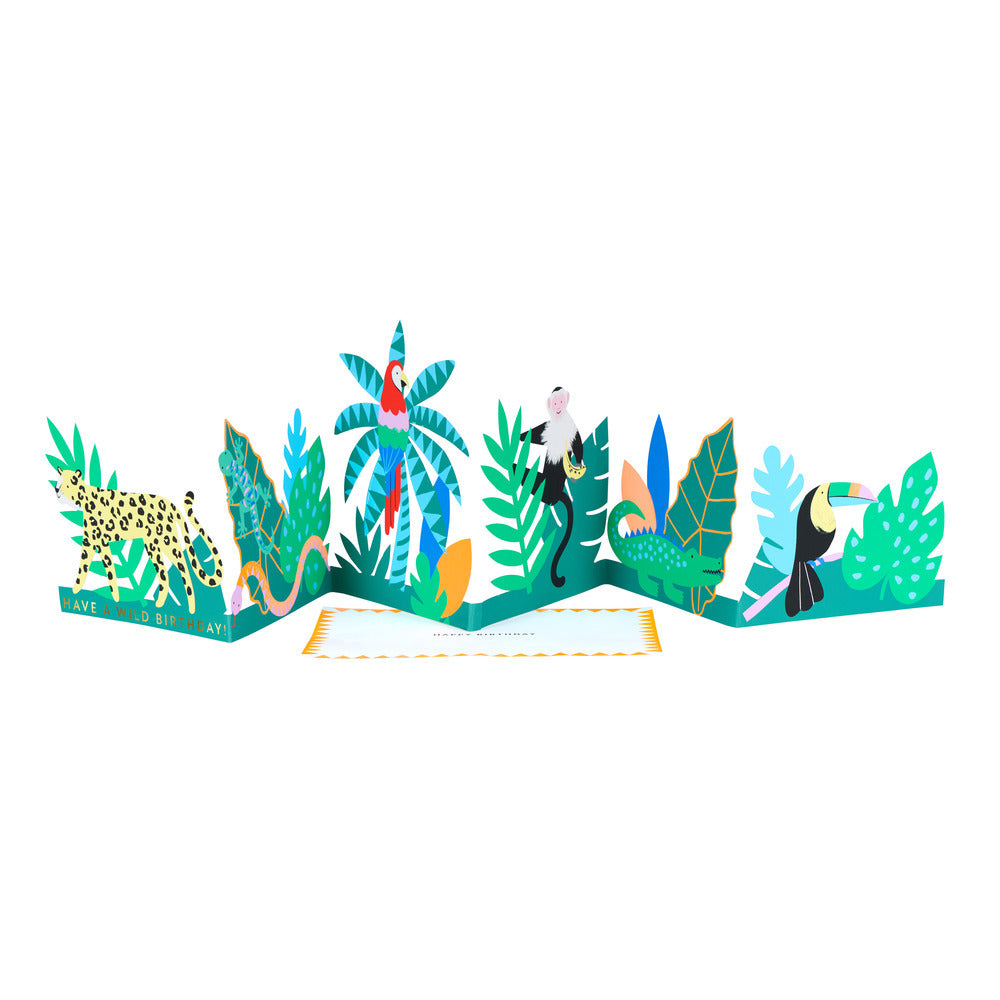 jungle dieren centerpiece kaart verjaardag happy birthday meri meri