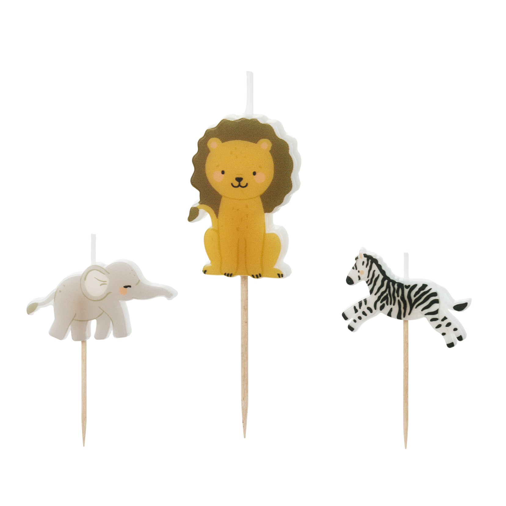 kaarsen leeuw olifant zebra safari feest taart verjaardag deco decoratie