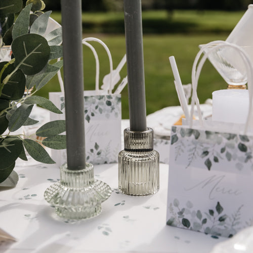 kaarsenhouder kandelaar groen eucalyptus glas