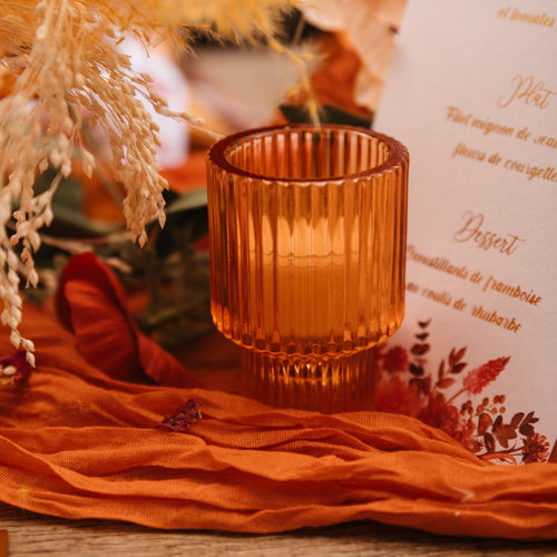 kaarsenhouder kandelaar warm oranje glas
