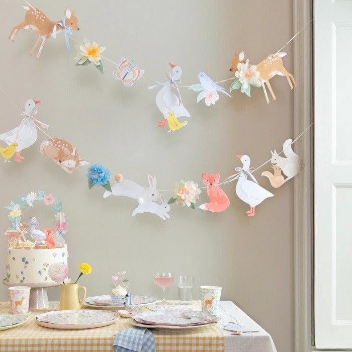 little animals servetten eekhoorn hert vogel vos vlinder bloemen paddenstoel
