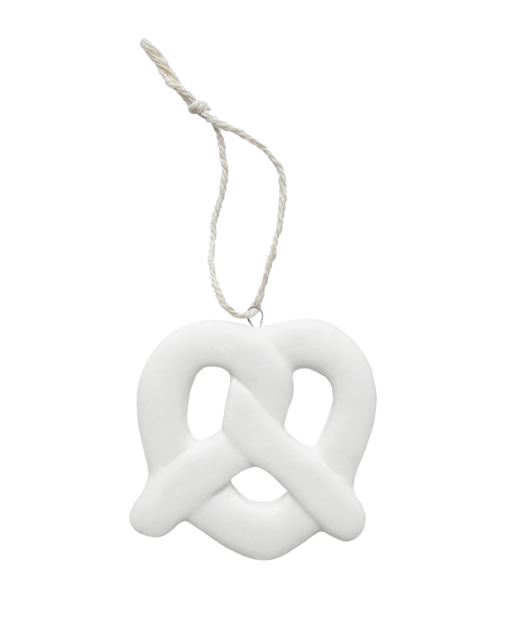 Wit pretzel ornament voor in de Kerstboom 1 stuk - 7cm