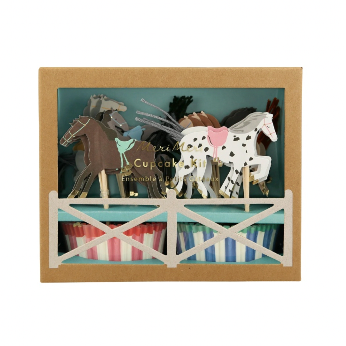 paarden cupcake kit horse dieren boerderij taart cupcakes deco decoratie verjaardag feestversiering