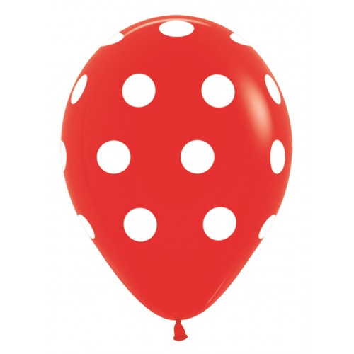 polka dots rood met witte stippen ballon