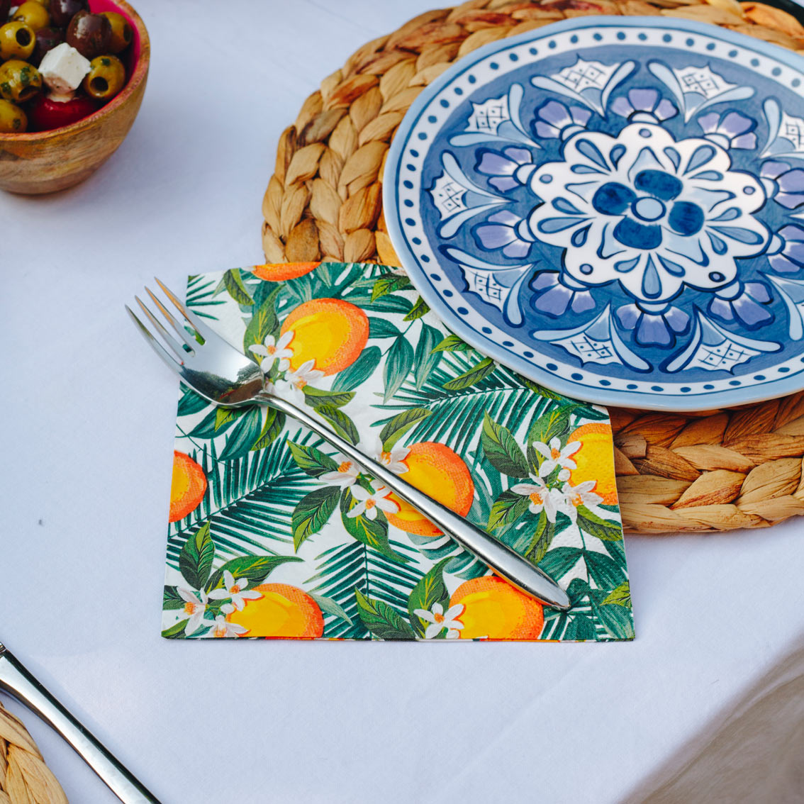 servetten citrus aperol spritz feest decoratie verjaardag zomer lente