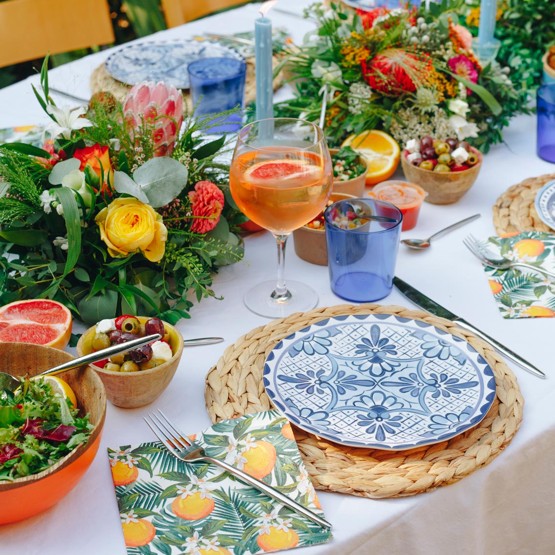 servetten citrus aperol spritz feest decoratie verjaardag zomer lente